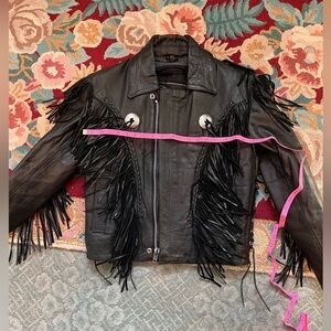 Black Fringe Leather Jacket